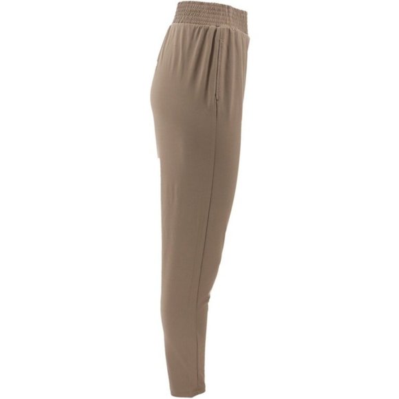 NWT H BY HALSTON JET SET JERSEY ANKLE PANTS SMOCKED WAISTBAND EARTH GREEN 6 - Picture 4 of 8